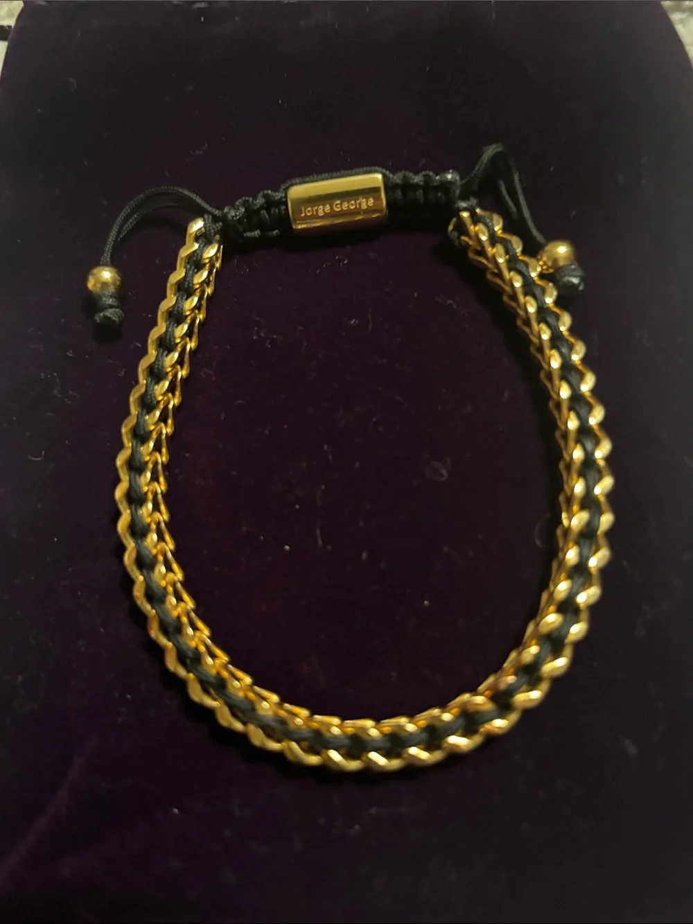 George Black Cord and Gold-Tone Braided Bracelet